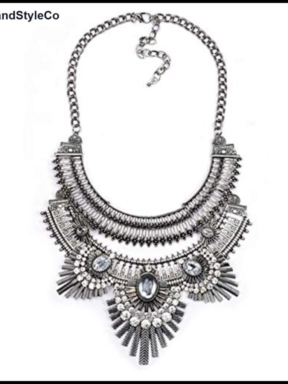 Boho Statement Necklace Women Tribal Pendant Alloy Adjustable Layered Choker